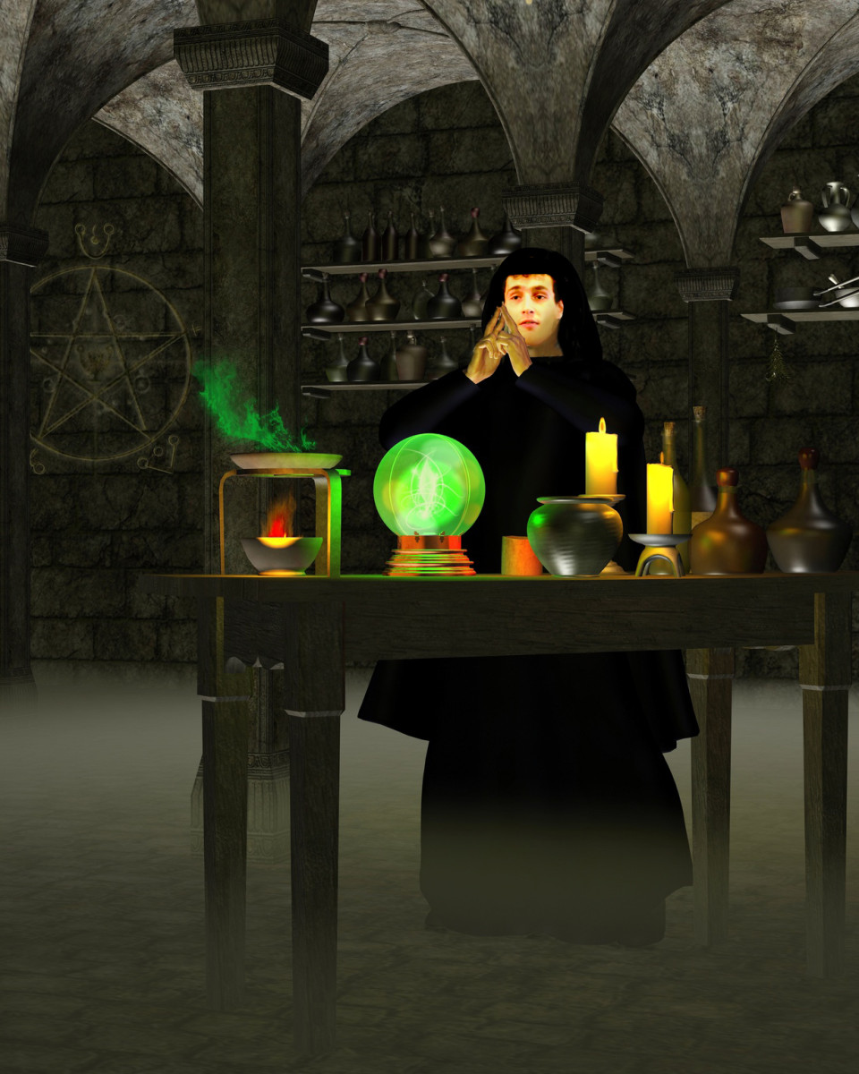 Alchemist or Wizard in Laboratory