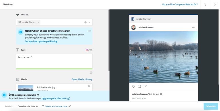acum poti programa postări pe instagram