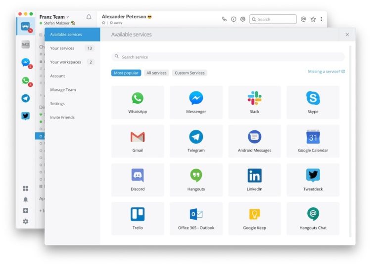 Franz - o aplicatie de laptop care integreaza WhatsApp Facebook Messenger