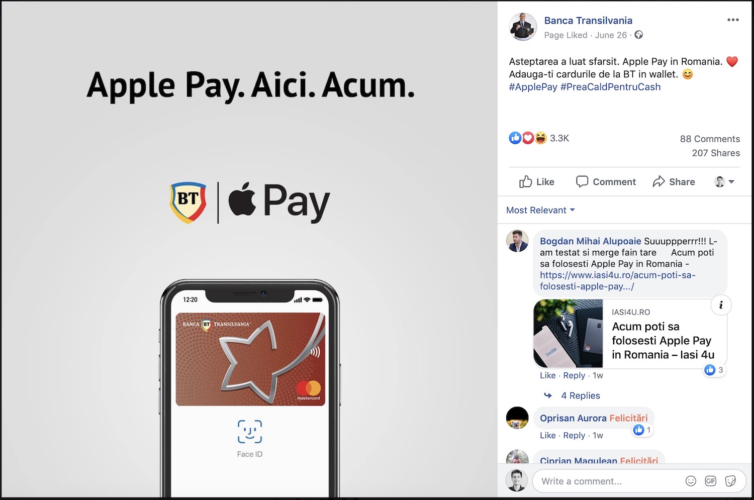 Cum au comunicat băncile lansarea Apple Pay în România