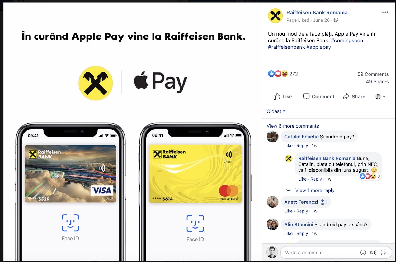 Cum au comunicat băncile lansarea Apple Pay în România